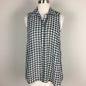 Show Me Your Mumu Black & White Houndstooth Print Top Small
